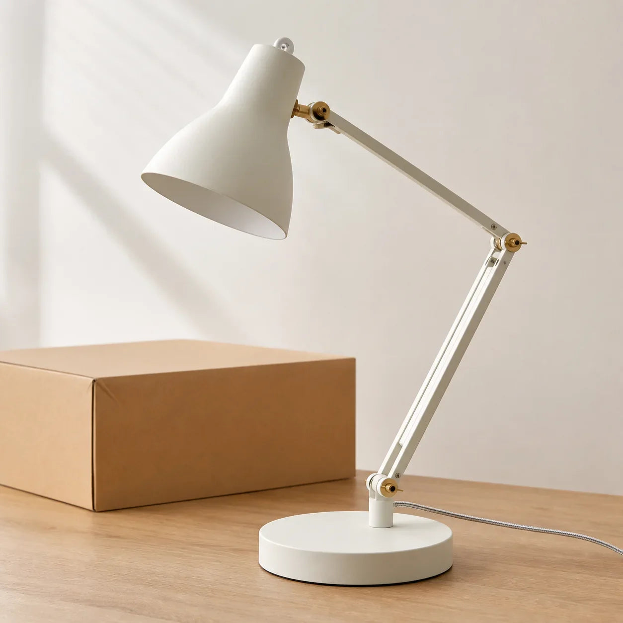 New warm-white adjustable task lamp with kraft packaging
